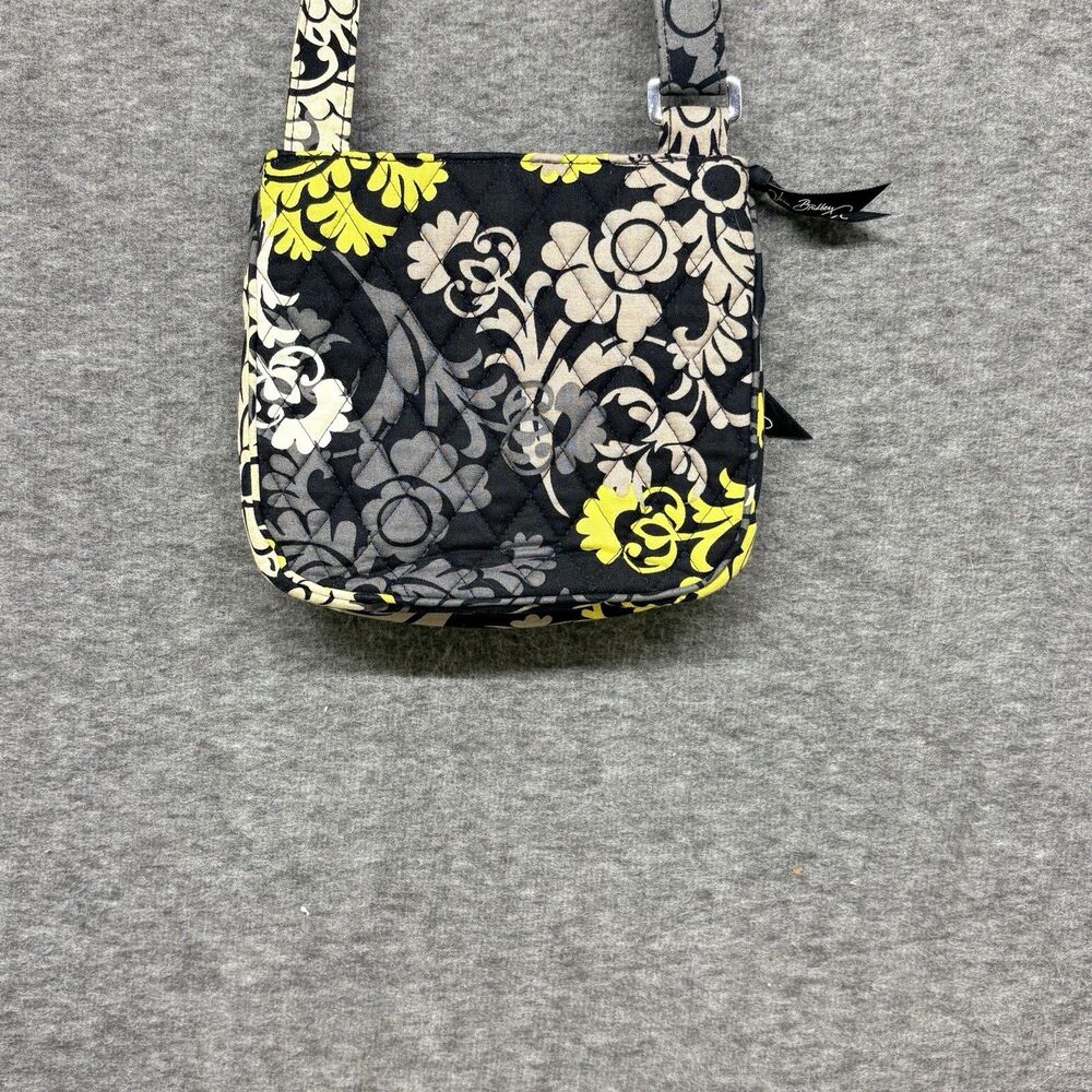 Vera Bradley Crossbody Bag Purse Hipster Baroque Pattern Zipper Black & Yellow